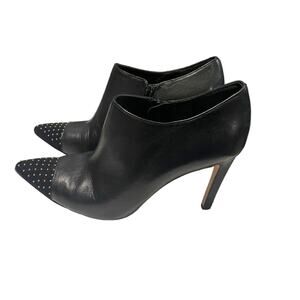 WHBM White House Black Market Klaudia Leather Ankle Booties Gold Studded Toes 8M